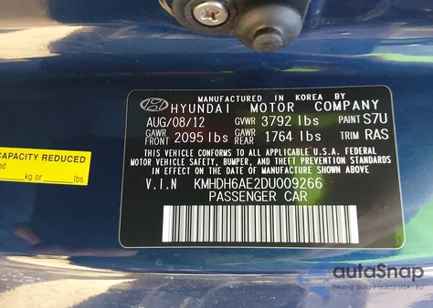 2013 Hyundai Elantra Gs из США, поврежденный, VIN KMHDH6AE2DU009266